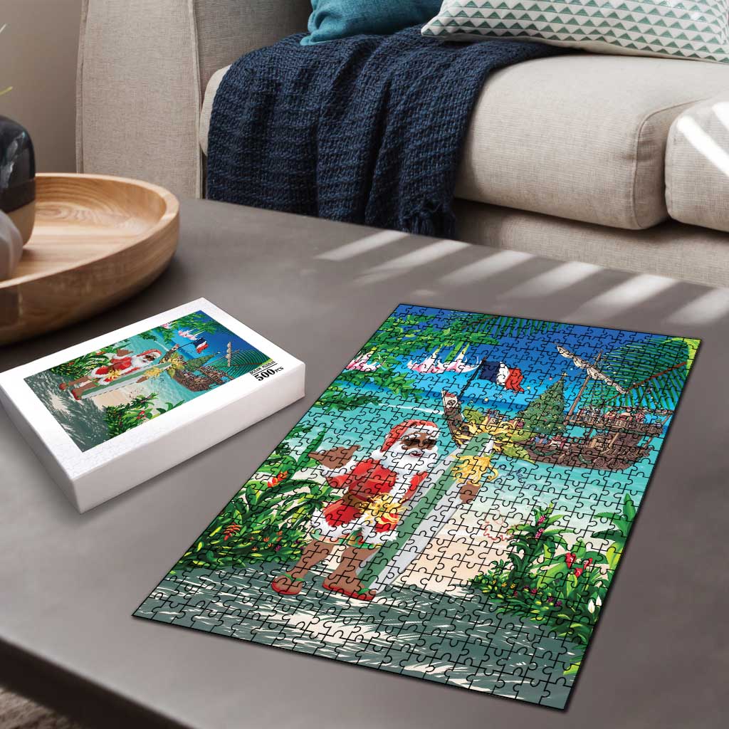 Mayotte Christmas Puzzle Santa Chill on Tropical Beach