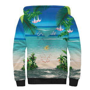Afro Christmas in Mayotte Sherpa Hoodie Santa Chill on Tropical Beach - African Pride