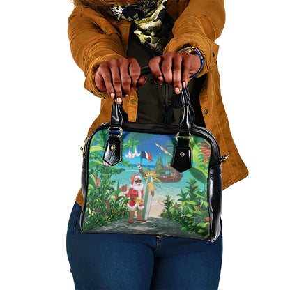 Afro Christmas in Mayotte Shoulder Handbag Santa Chill on Tropical Beach - African Pride