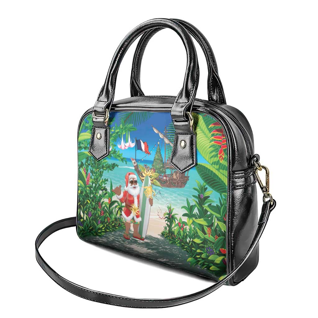 Afro Christmas in Mayotte Shoulder Handbag Santa Chill on Tropical Beach - African Pride