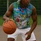 Afro Christmas in Mayotte Sleeveless Hoodie Santa Chill on Tropical Beach - African Pride