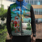 Mayotte Christmas Sleeveless Puffer Jacket Santa Chill on Tropical Beach