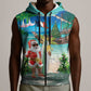 Afro Christmas in Mayotte Sleeveless Zip Hoodie Santa Chill on Tropical Beach - African Pride