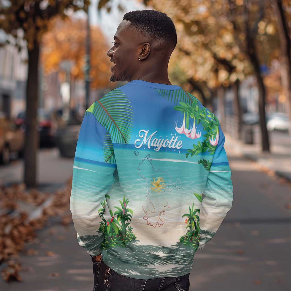 Afro Christmas in Mayotte Sweatshirt Santa Chill on Tropical Beach - African Pride