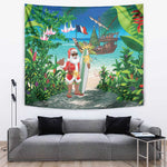Afro Christmas in Mayotte Tapestry Santa Chill on Tropical Beach - African Pride