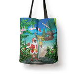 Mayotte Christmas Tote Bag Santa Chill on Tropical Beach