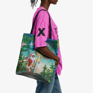 Mayotte Christmas Tote Bag Santa Chill on Tropical Beach