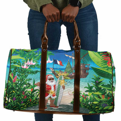 Mayotte Christmas Travel Bag Santa Chill on Tropical Beach