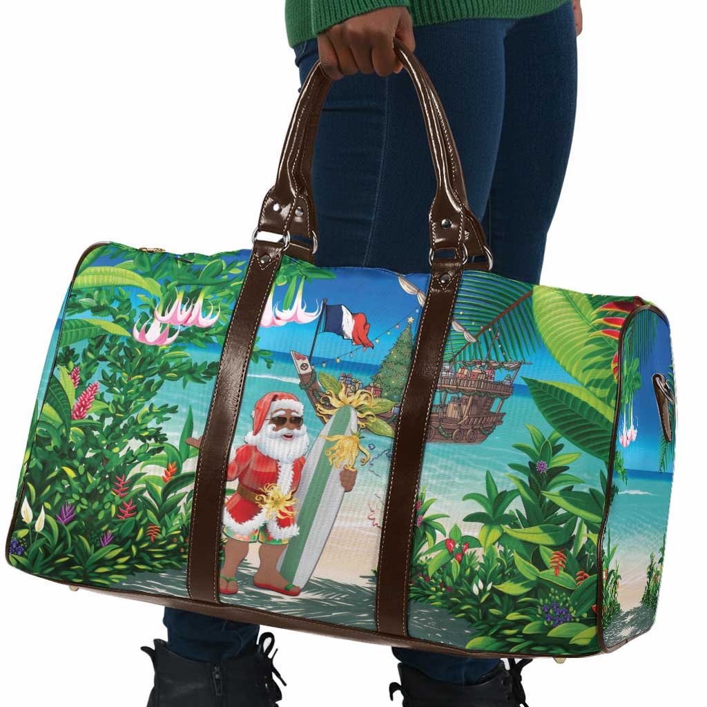 Mayotte Christmas Travel Bag Santa Chill on Tropical Beach