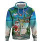 Afro Christmas in Mayotte Zip Hoodie Santa Chill on Tropical Beach - African Pride