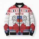 Personalized Mayotte Christmas Bomber Puffer Jacket Joyeux Noel