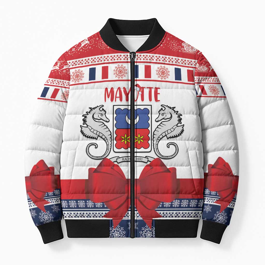 Personalized Mayotte Christmas Bomber Puffer Jacket Joyeux Noel