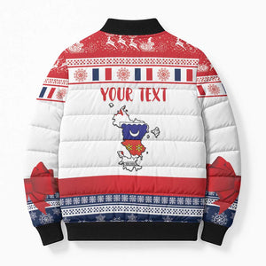 Personalized Mayotte Christmas Bomber Puffer Jacket Joyeux Noel