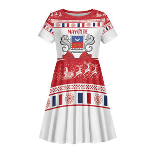 Afro Christmas in Mayotte Personalized Kid Short Sleeve Dress Joyeux Noel - African Pride