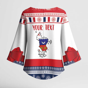 Personalized Mayotte Christmas Kimono Sleeve Blouse Joyeux Noel