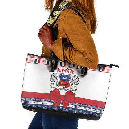 Afro Christmas in Mayotte Leather Tote Bag Joyeux Noel - African Pride