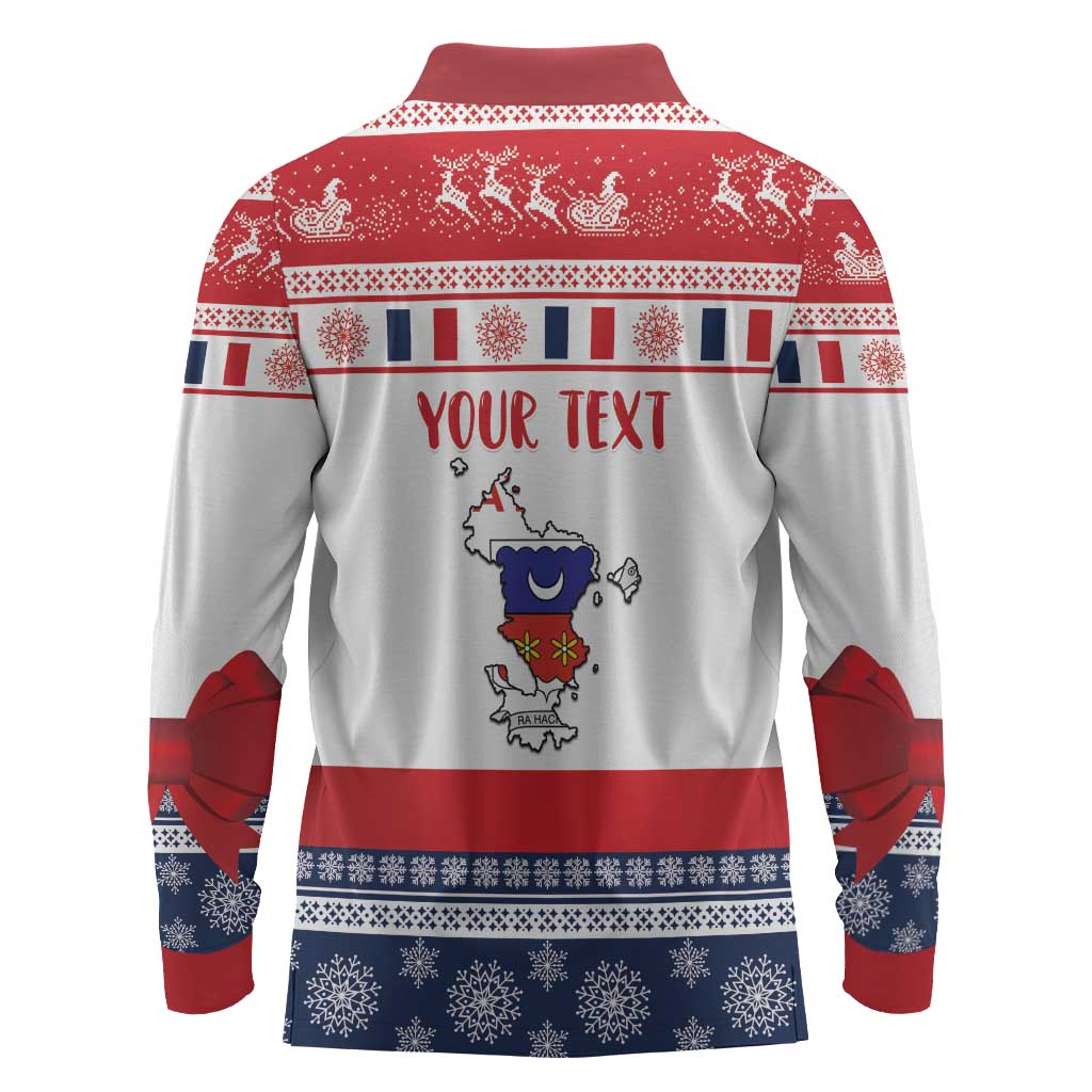 Afro Christmas in Mayotte Personalized Long Sleeve Polo Shirt Joyeux Noel - African Pride