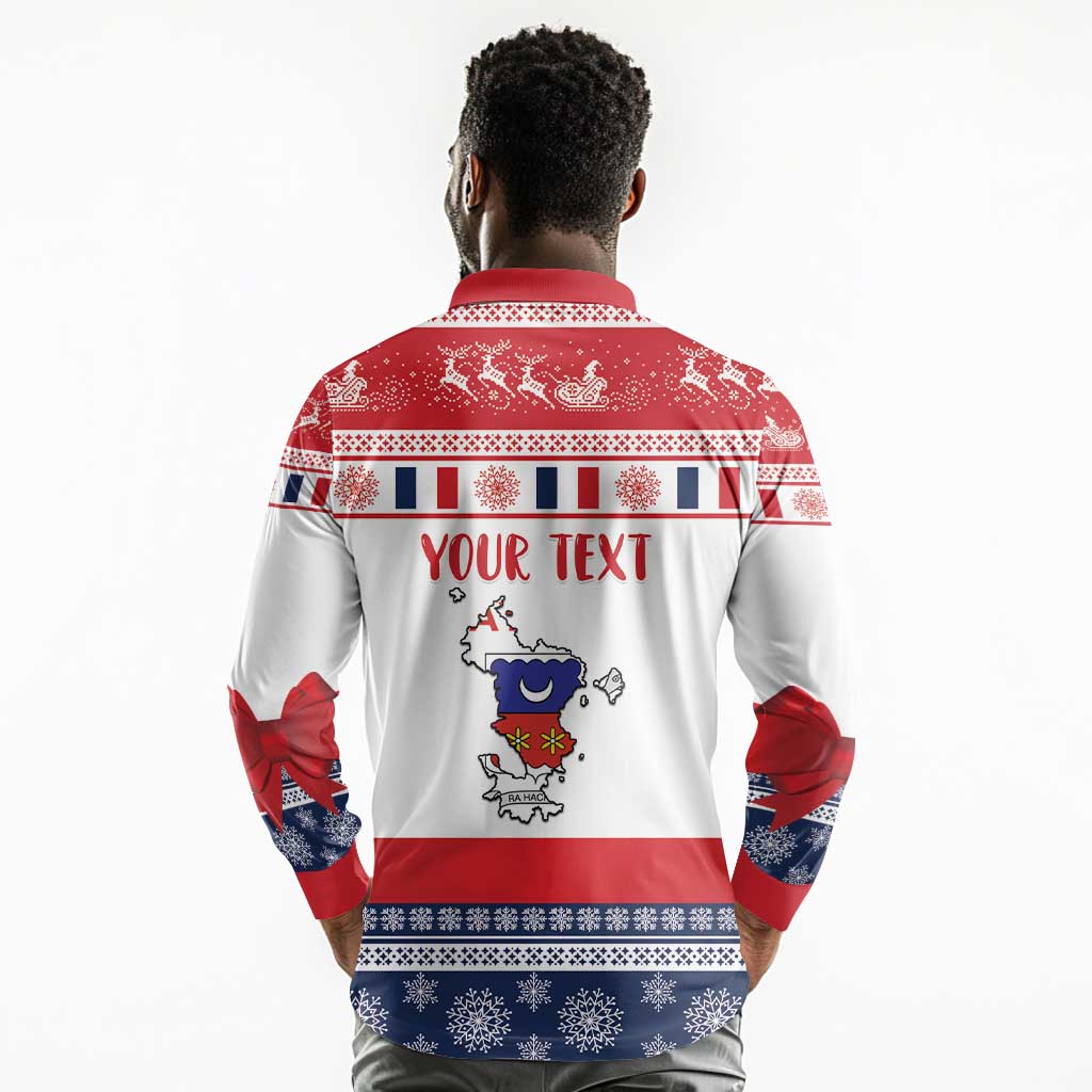 Afro Christmas in Mayotte Personalized Long Sleeve Polo Shirt Joyeux Noel - African Pride