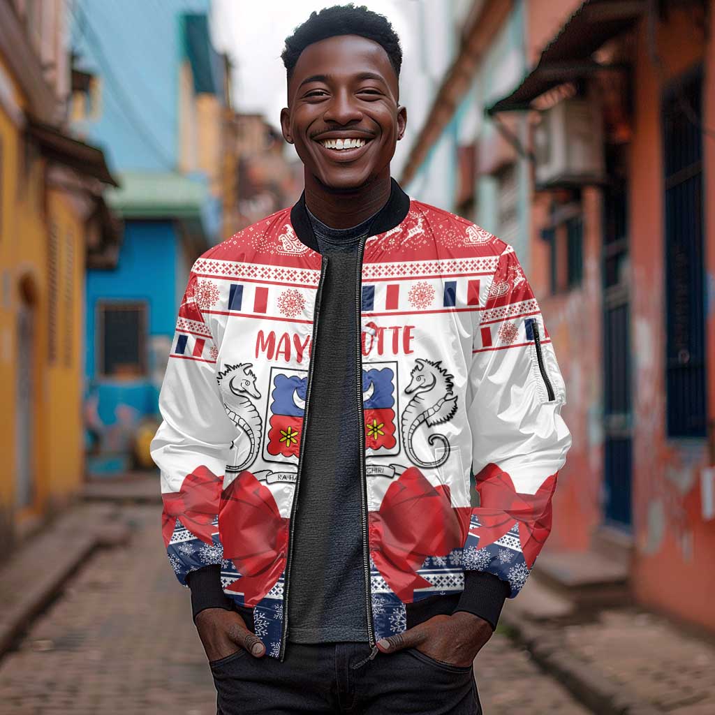Afro Christmas in Mayotte Personalized Sleeve Zip Bomber Jacket Joyeux Noel - African Pride