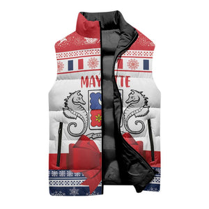 Personalized Mayotte Christmas Sleeveless Puffer Jacket Joyeux Noel