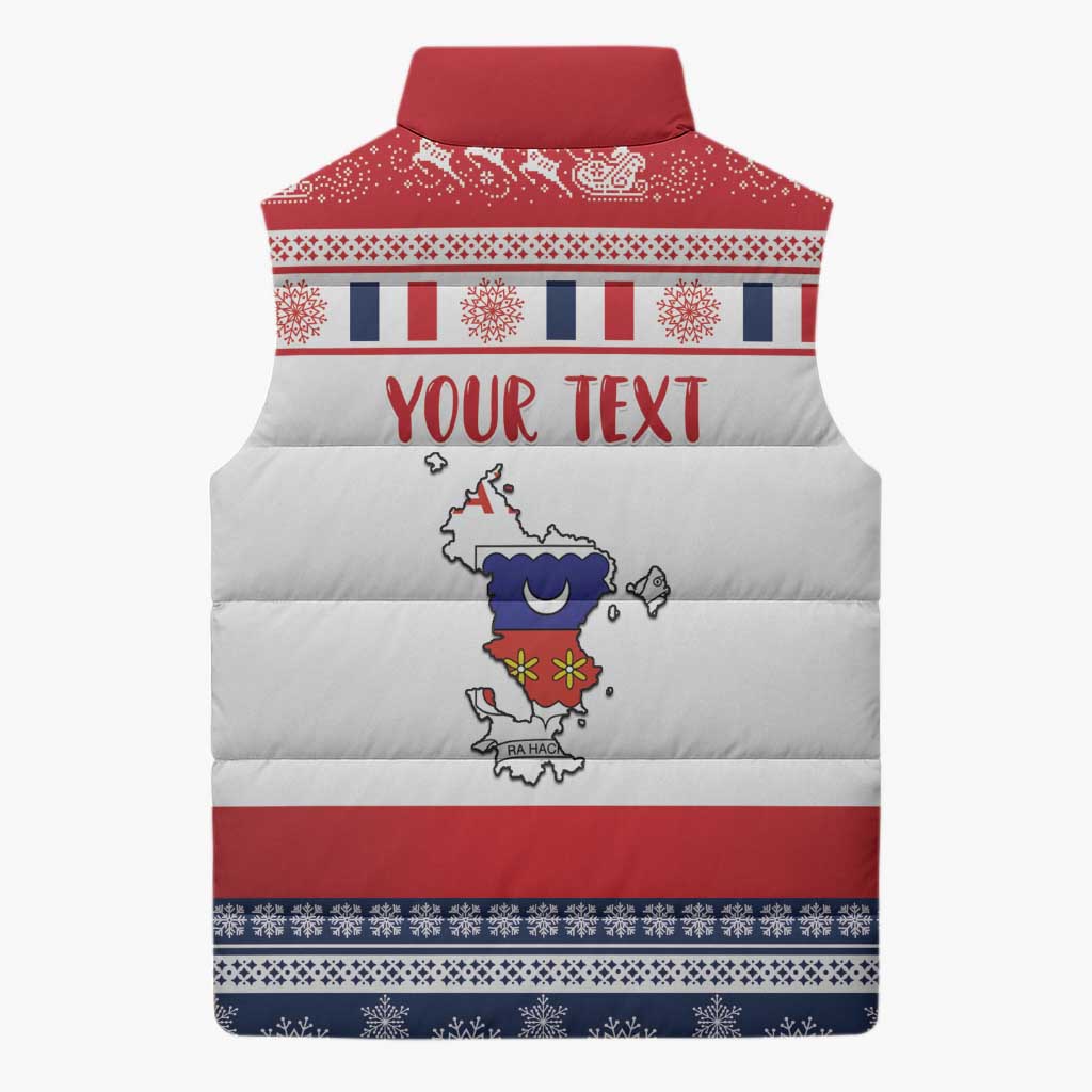 Personalized Mayotte Christmas Sleeveless Puffer Jacket Joyeux Noel