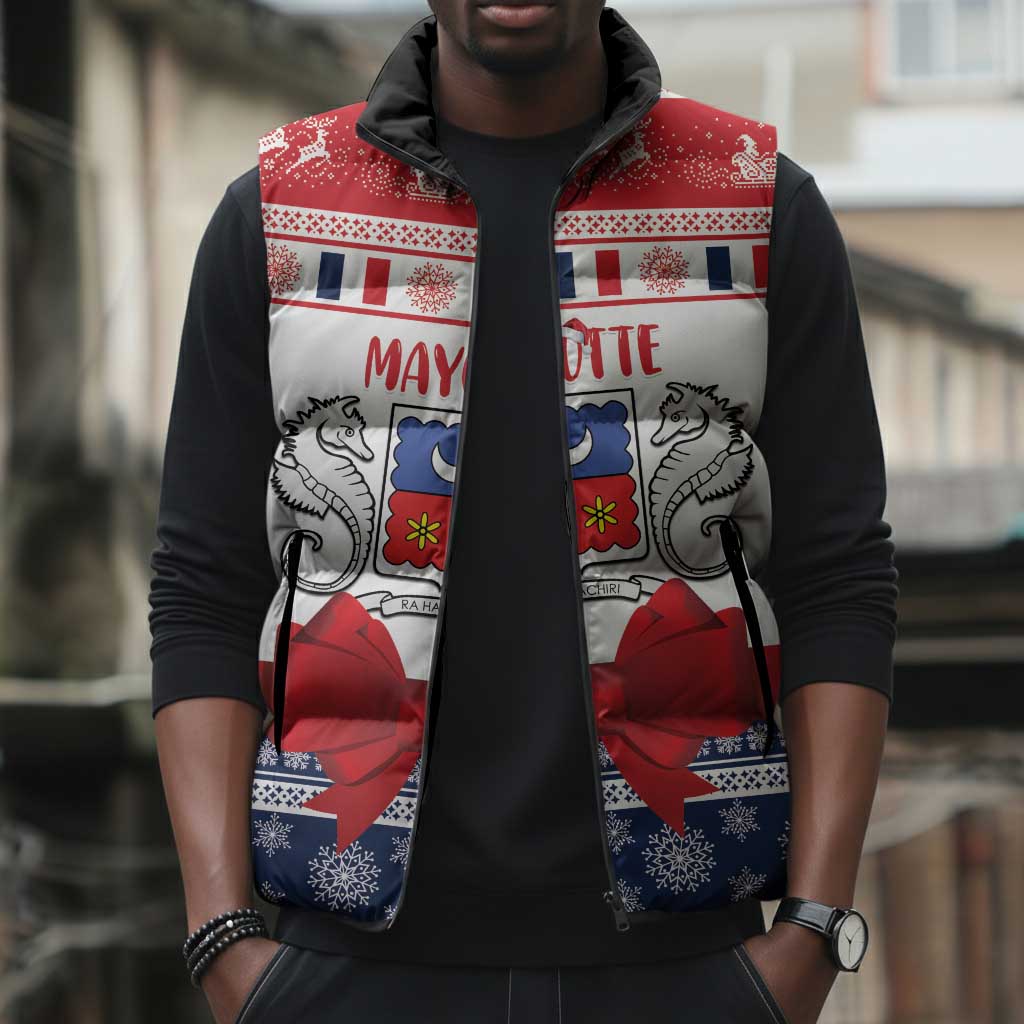 Personalized Mayotte Christmas Sleeveless Puffer Jacket Joyeux Noel
