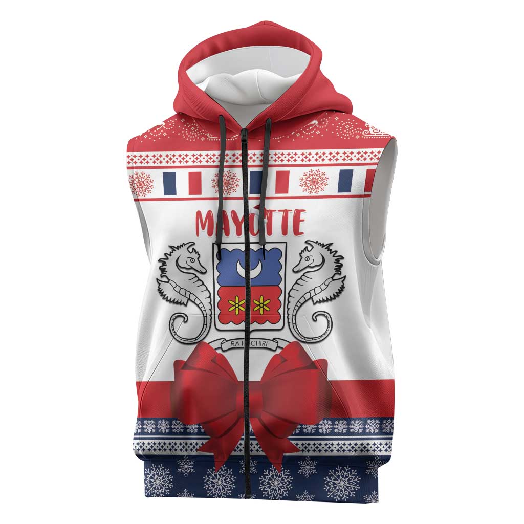 Afro Christmas in Mayotte Personalized Sleeveless Zip Hoodie Joyeux Noel - African Pride