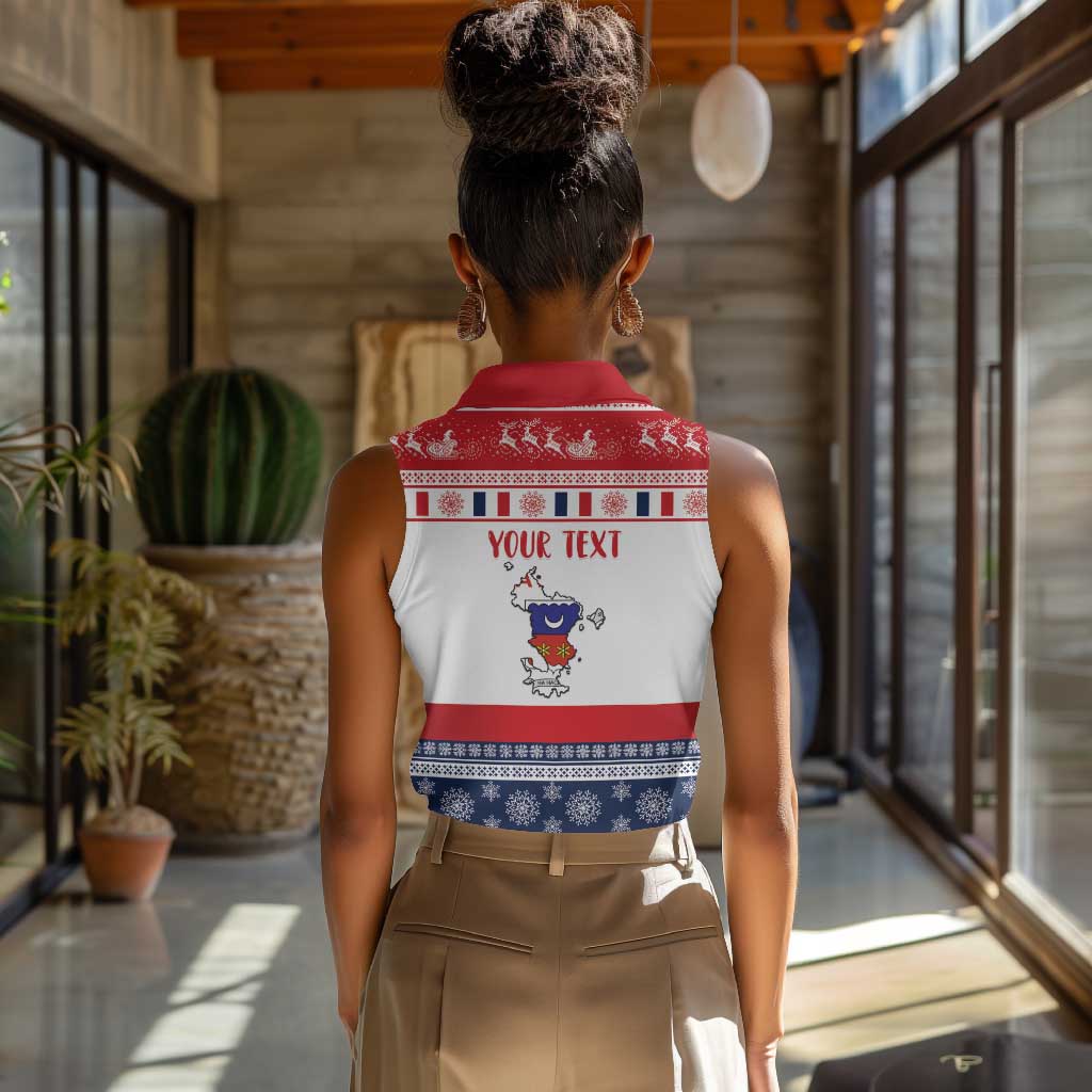 Afro Christmas in Mayotte Personalized Women Sleeveless Polo Shirt Joyeux Noel - African Pride
