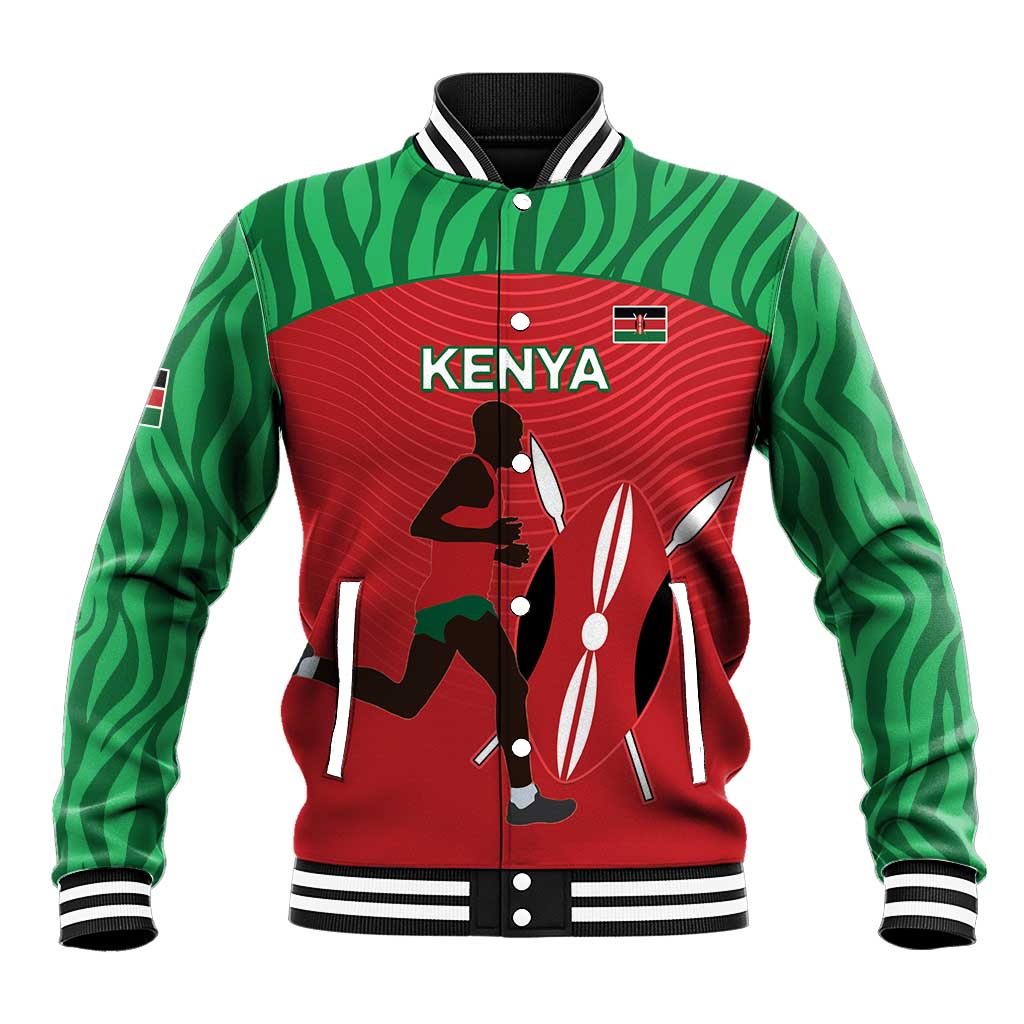 Custom Afro Athletics Kenya Baseball Jacket Kenyan Runner - Maasai Shield