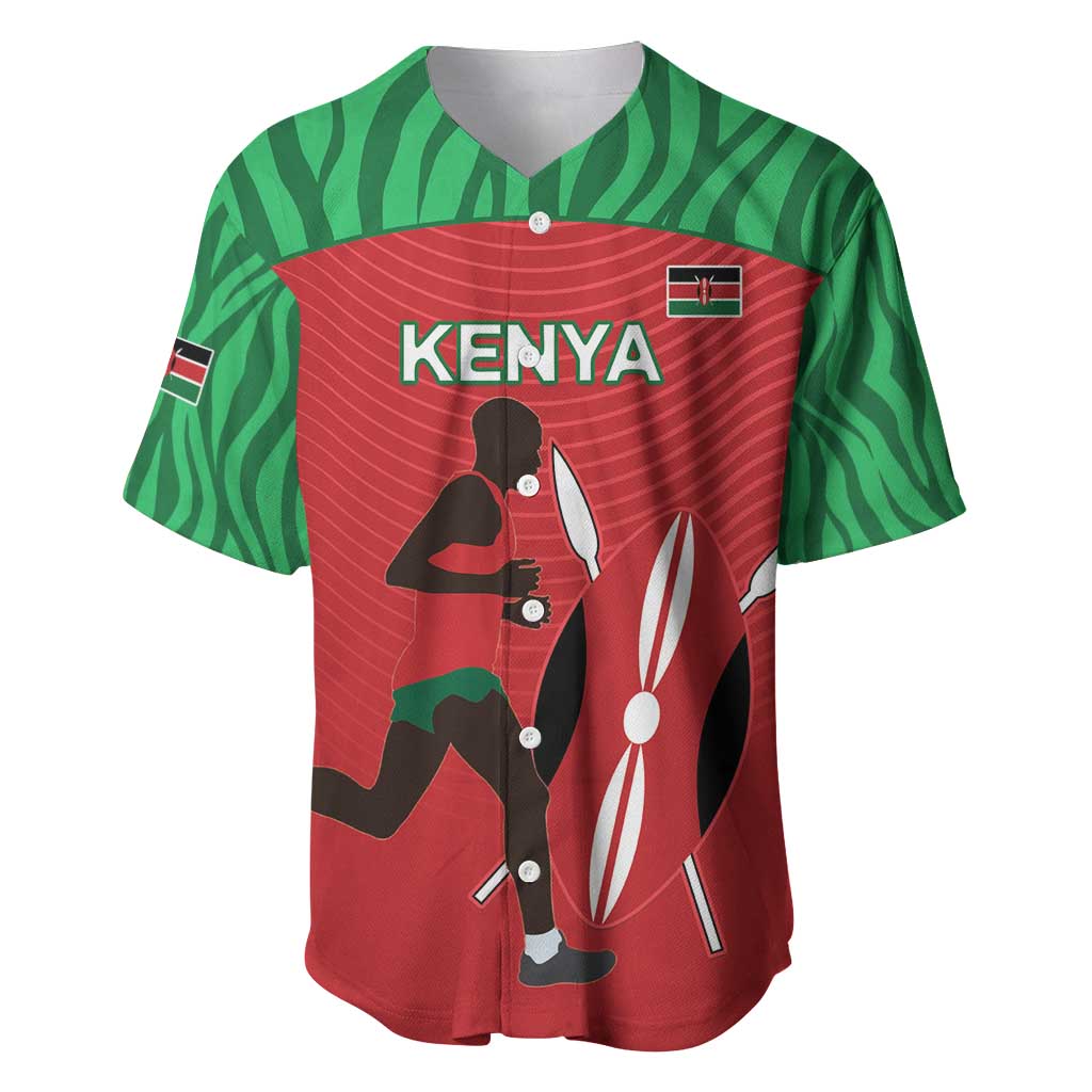 Custom Afro Athletics Kenya Baseball Jersey Kenyan Runner - Maasai Shield