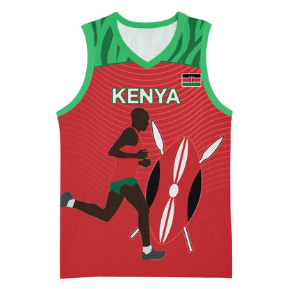 Custom Afro Athletics Kenya Basketball Jersey Kenyan Runner - Maasai Shield LT15