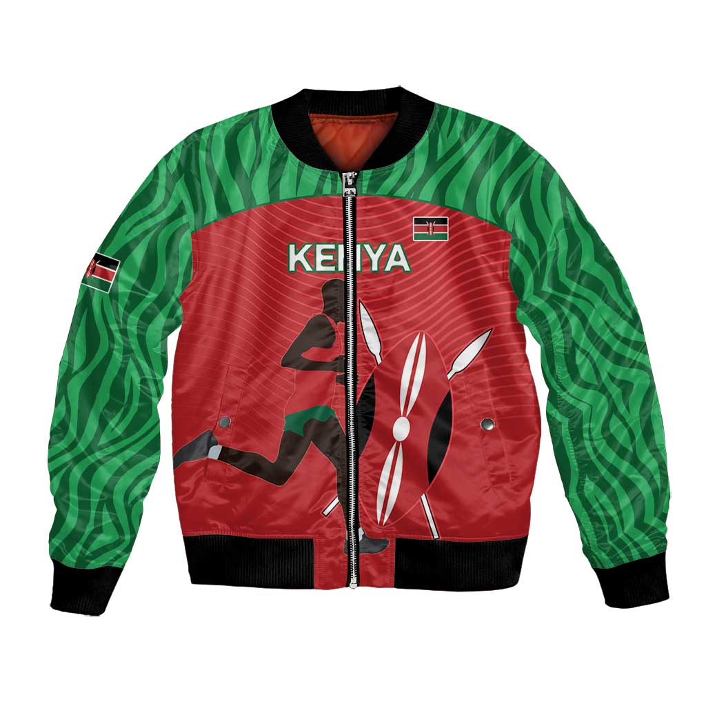 Custom Afro Athletics Kenya Bomber Jacket Kenyan Runner - Maasai Shield