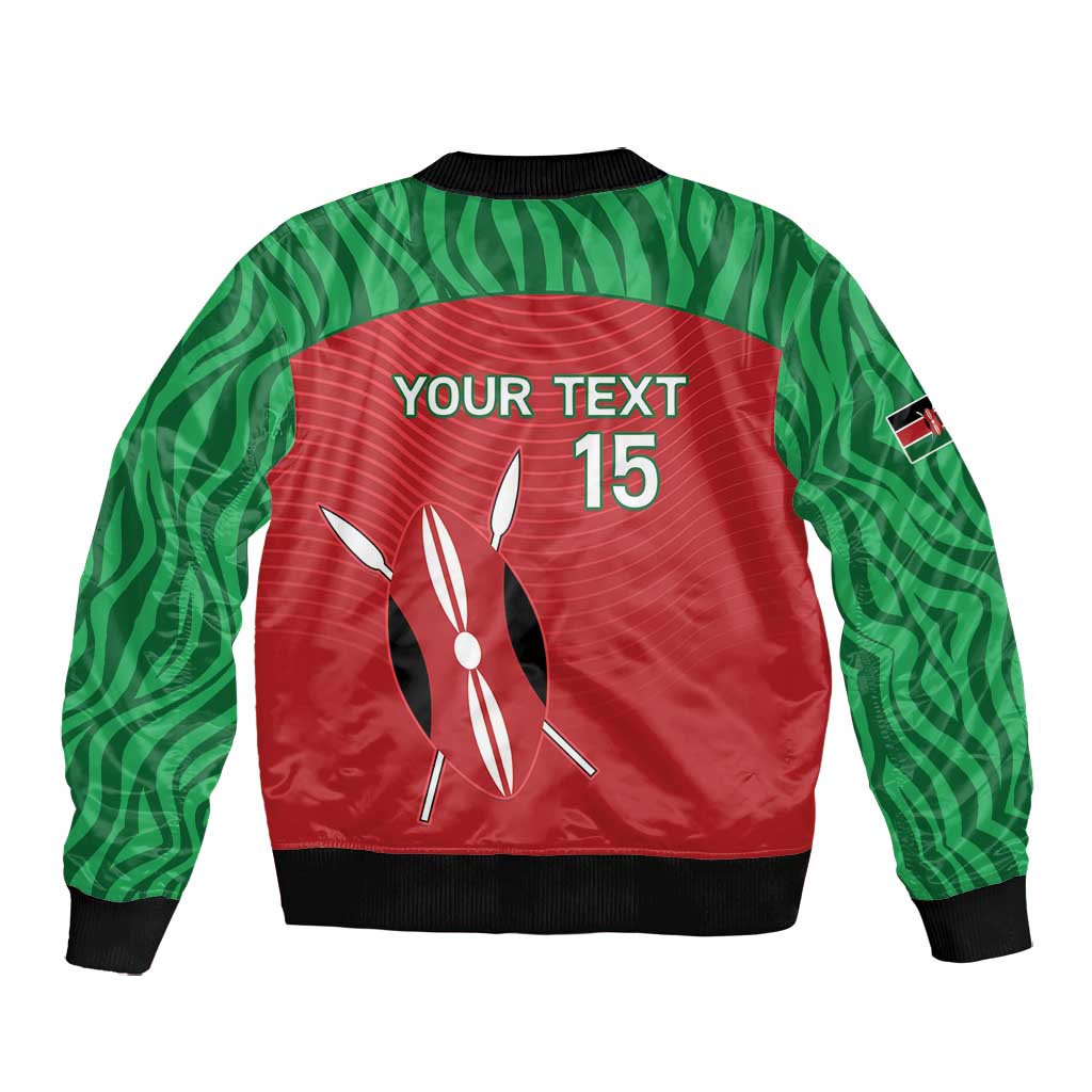 Custom Afro Athletics Kenya Bomber Jacket Kenyan Runner - Maasai Shield