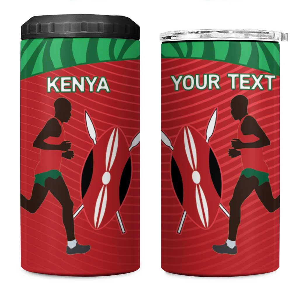 Custom Afro Athletics Kenya 4 in 1 Can Cooler Tumbler Kenyan Runner - Maasai Shield