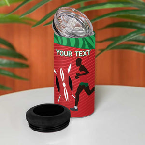 Custom Afro Athletics Kenya 4 in 1 Can Cooler Tumbler Kenyan Runner - Maasai Shield