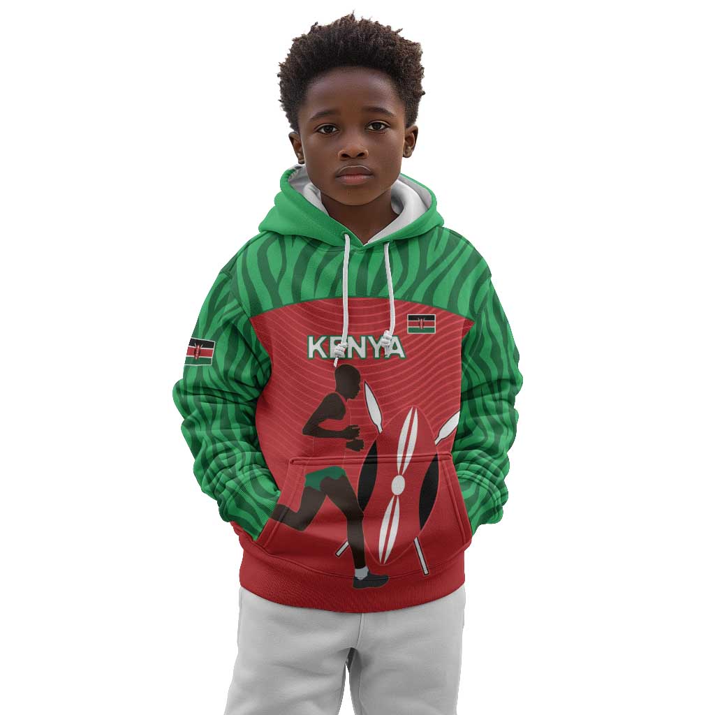 Custom Afro Athletics Kenya Kid Hoodie Kenyan Runner - Maasai Shield