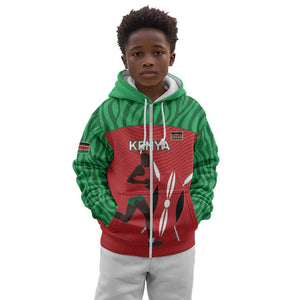 Custom Afro Athletics Kenya Kid Hoodie Kenyan Runner - Maasai Shield