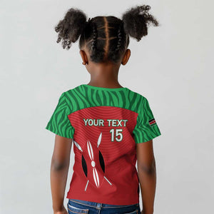 Custom Afro Athletics Kenya Kid T shirt Kenyan Runner - Maasai Shield