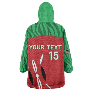 Custom Afro Athletics Kenya Kid Wearable Blanket Hoodie Kenyan Runner - Maasai Shield