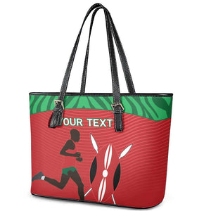 Custom Afro Athletics Kenya Leather Tote Bag Kenyan Runner - Maasai Shield