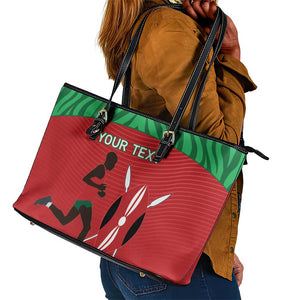 Custom Afro Athletics Kenya Leather Tote Bag Kenyan Runner - Maasai Shield