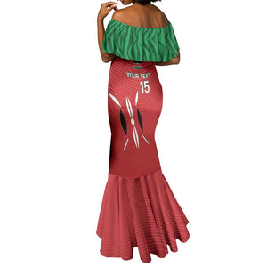 Custom Afro Athletics Kenya Mermaid Dress Kenyan Runner - Maasai Shield