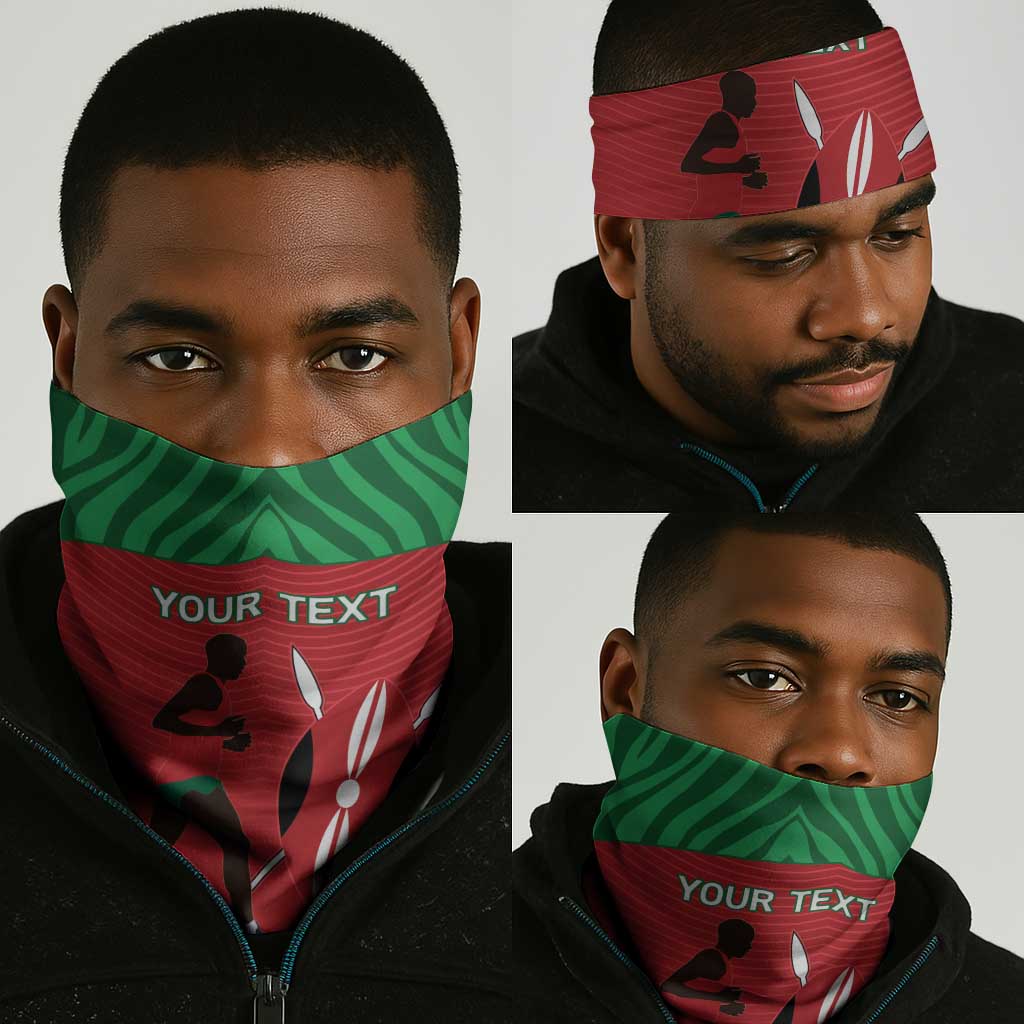 Custom Afro Athletics Kenya Neck Gaiter Kenyan Runner - Maasai Shield LT15