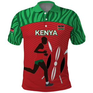 Custom Afro Athletics Kenya Polo Shirt Kenyan Runner - Maasai Shield