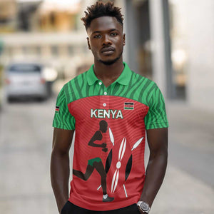 Custom Afro Athletics Kenya Polo Shirt Kenyan Runner - Maasai Shield