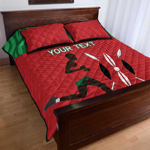 Custom Afro Athletics Kenya Quilt Bed Set Kenyan Runner - Maasai Shield