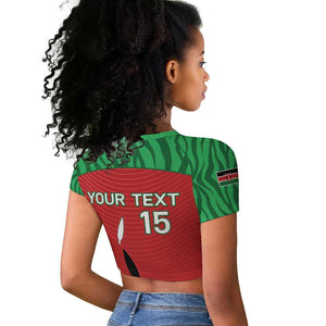 Custom Afro Athletics Kenya Raglan Cropped T shirt Kenyan Runner - Maasai Shield