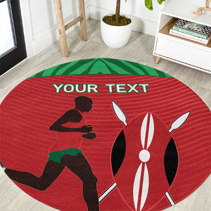 Custom Afro Athletics Kenya Round Carpet Kenyan Runner - Maasai Shield