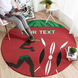 Custom Afro Athletics Kenya Round Carpet Kenyan Runner - Maasai Shield