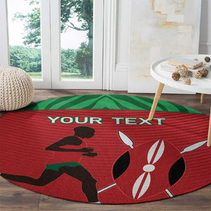 Custom Afro Athletics Kenya Round Carpet Kenyan Runner - Maasai Shield